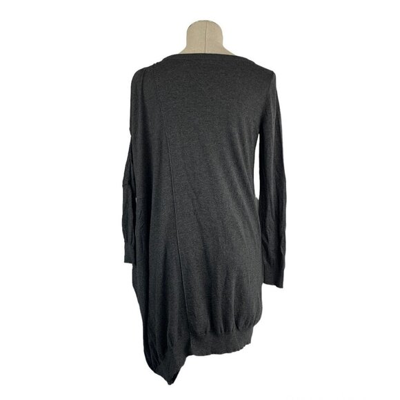 All Saints Sago Sweater Dress Gray Silk Blend Asymmetrical Cut Out Shoulder Sz 2 - Picture 4 of 10